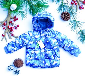 GÉMO - NEW - ANORAK GARÇON BLEU IMPRIMÉ DINOSAURES & INTÉRIEUR TYPE POLAIRE 18M