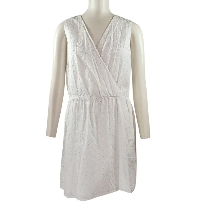 Robe courte - Sud Express - Blanche printemps été broderie anglaise A1132