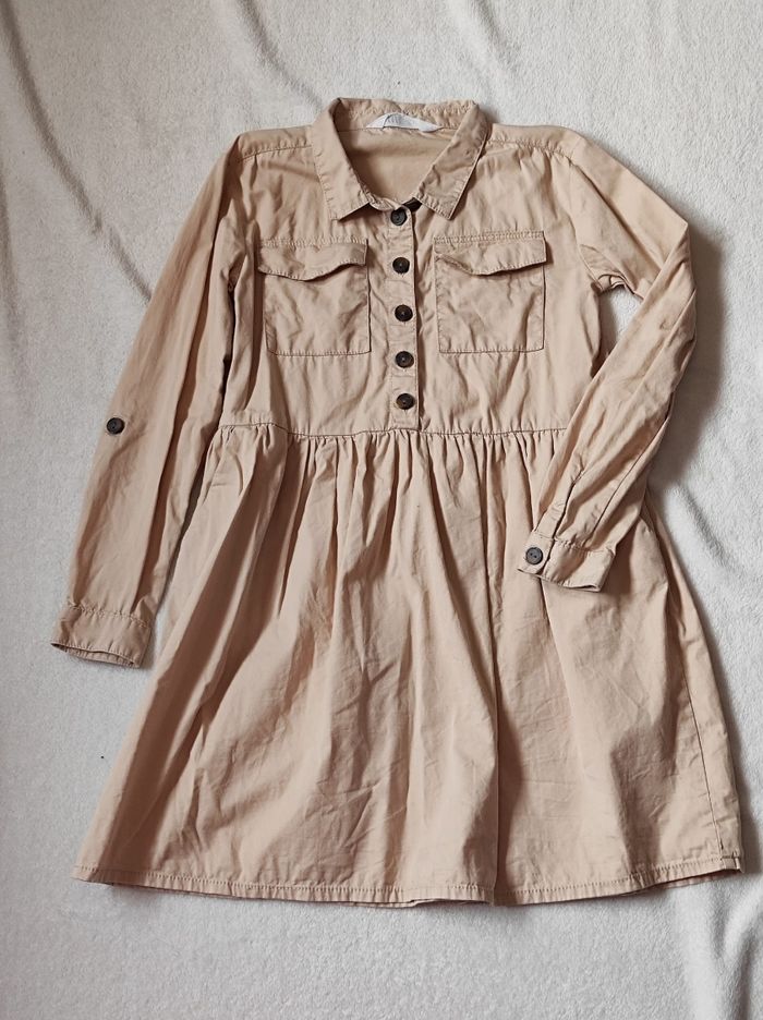 Robe chemise beige en coton 8-9ans - photo numéro 2