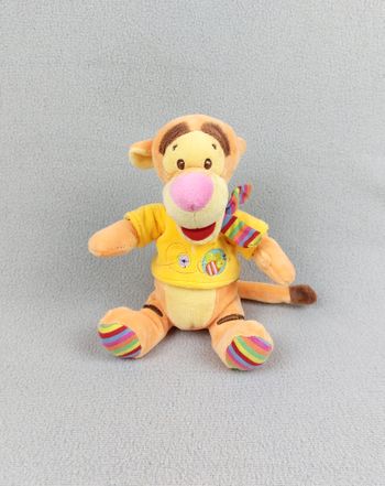 Doudou peluche hochet Tigrou Disney baby Nicotoy abeille écharpe rayures grelot 22 cm - A11064