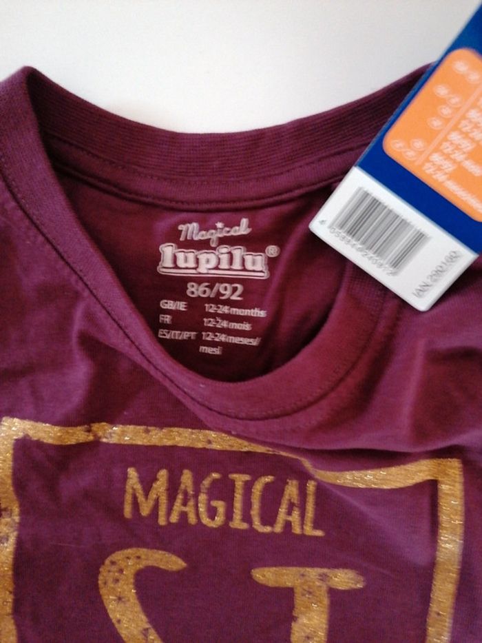 T-shirt bordeaux 86 92 cm - photo numéro 2