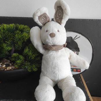 Nicotoy My friend Teddy doudou lapin blanc bandana marron 20 cm #geektradedoudou
