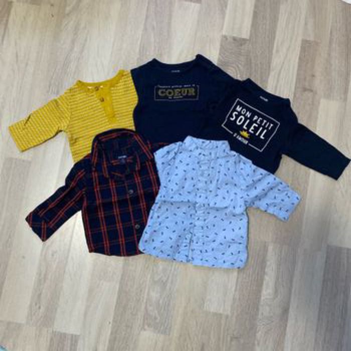 Lot de 5 hauts 1 mois