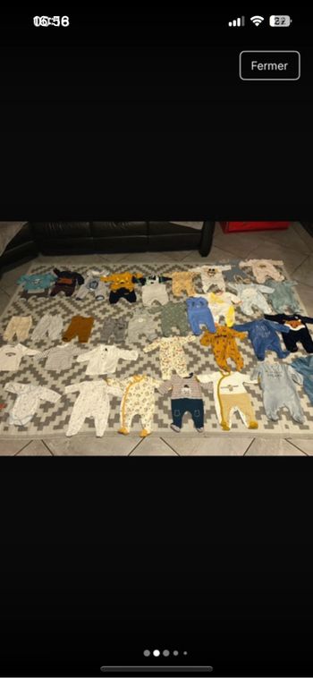 Lot vêtements bébé 1 mois 42 pièce
