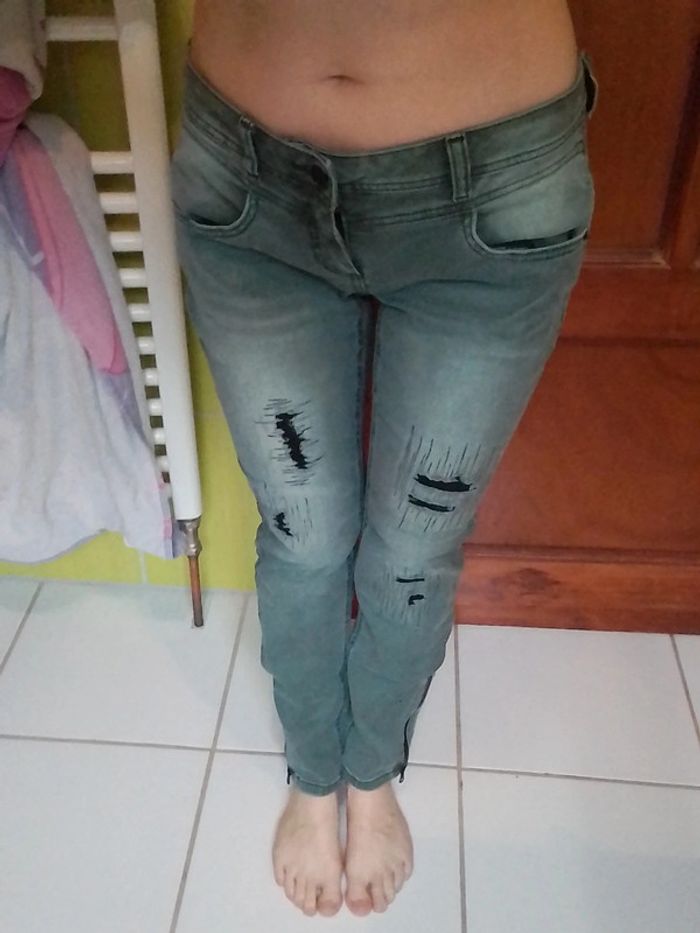 Jeans femme gris/vert Street One - photo numéro 3