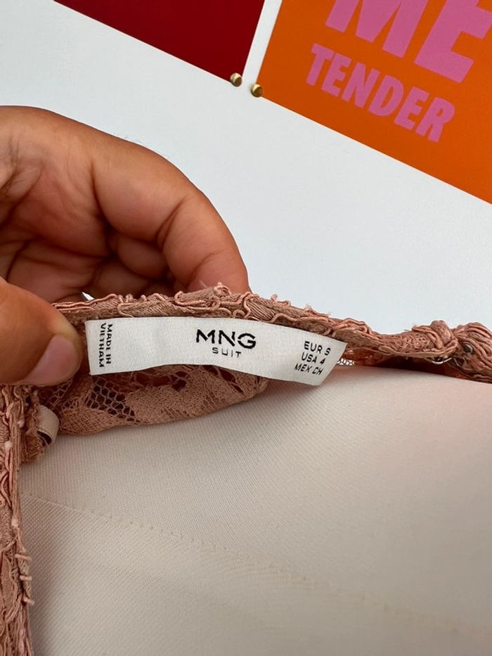 Robe Longue Rose en Dentelle Mango Taille S - photo numéro 7