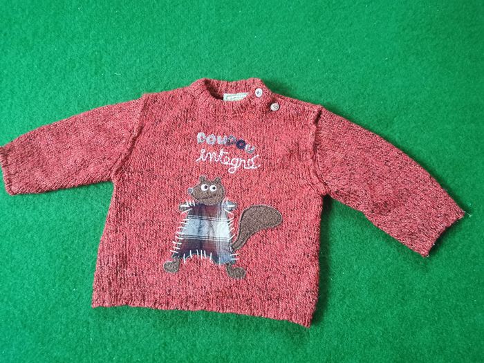Pull doudou orange 12 mois Dpam