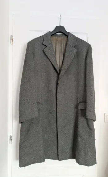 Manteau vintage à chevrons en laine - tailleur Fabre Toulouse - taille 52