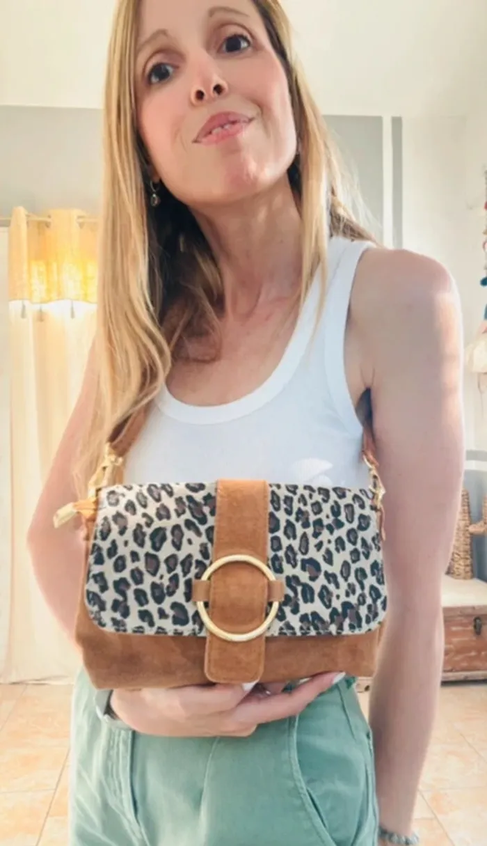 Sac cuir camel et imprimé léopard - photo numéro 3