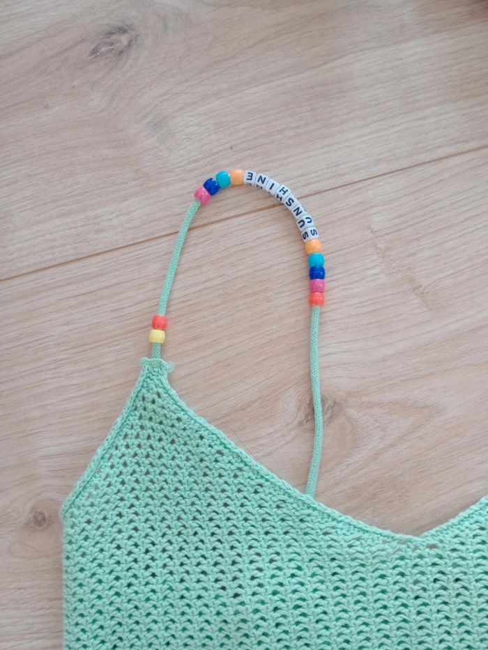 Débardeur femme XS en crochet menthe c85 - photo numéro 11