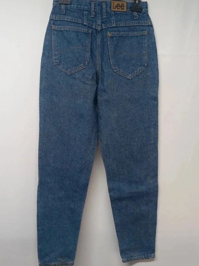 Jeans taille haute Lee vintage bleu foncé en coton - photo numéro 2