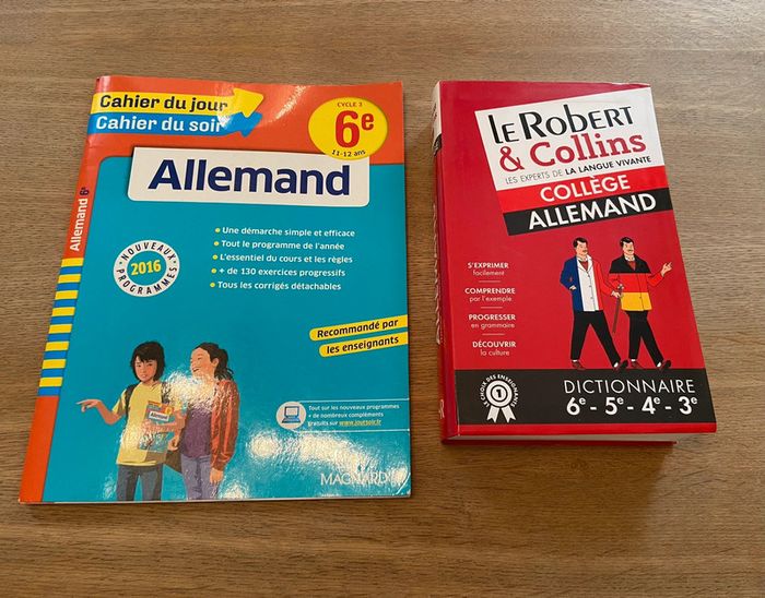 Lot Dictionnaire Robert & Collins Allemand collège et cahier d’allemand 6e neuf