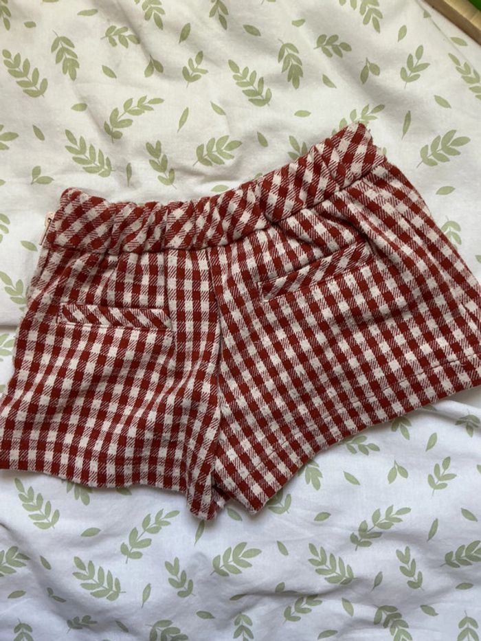 jupe short vichy bordeaux et beige sergent major taille réglable 2 ans - photo numéro 6