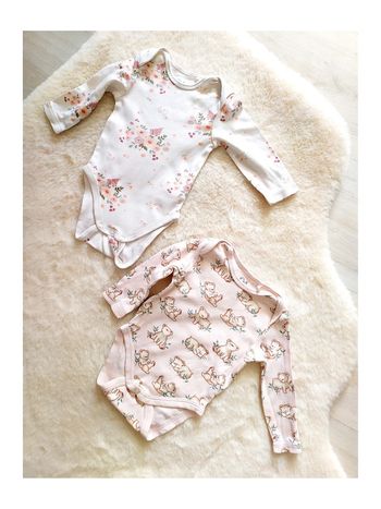 Lot 2 bodys bébé fille C&A 62 cm manches longues coton fleurs & koalas