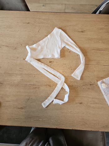 Top cotellé à 1 manche et épaule dénudé, à nouer, taille S, nickel