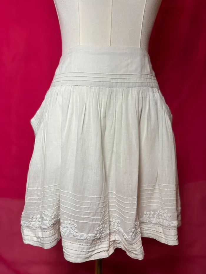 Jupe courte blanche perlée Sandro – 100% coton, taille 36, style bohème chic - photo numéro 8