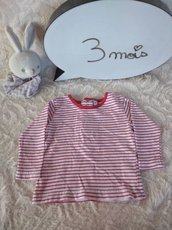 Tee shirt chemise manches longues rayée Mixte 3 mois 100% coton