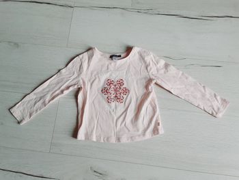 Vêtement fille tee-shirt manches longues rose fleur brillante Okaïdi 3 ans