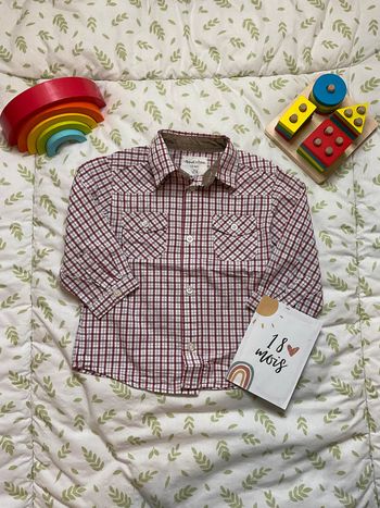 chemise manches longues blanc et rouge bout'chou 18 mois