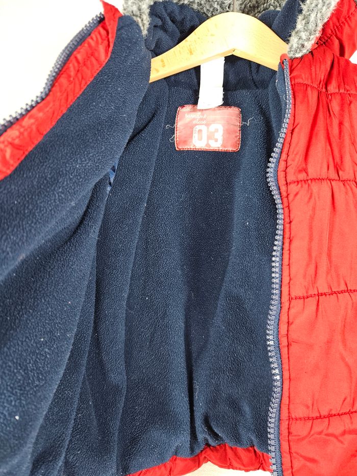 Doudoune rouge intérieur polaire  baby club 80 cm - photo numéro 3