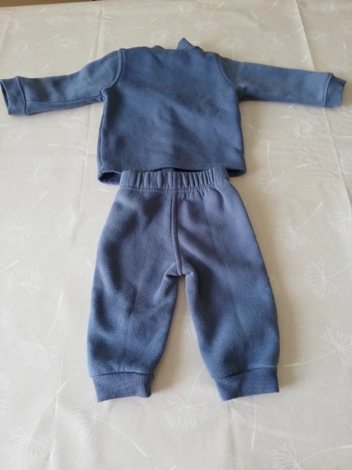 Ensemble pantalon gilet manches longues bleu doublé 68 cm - photo numéro 4