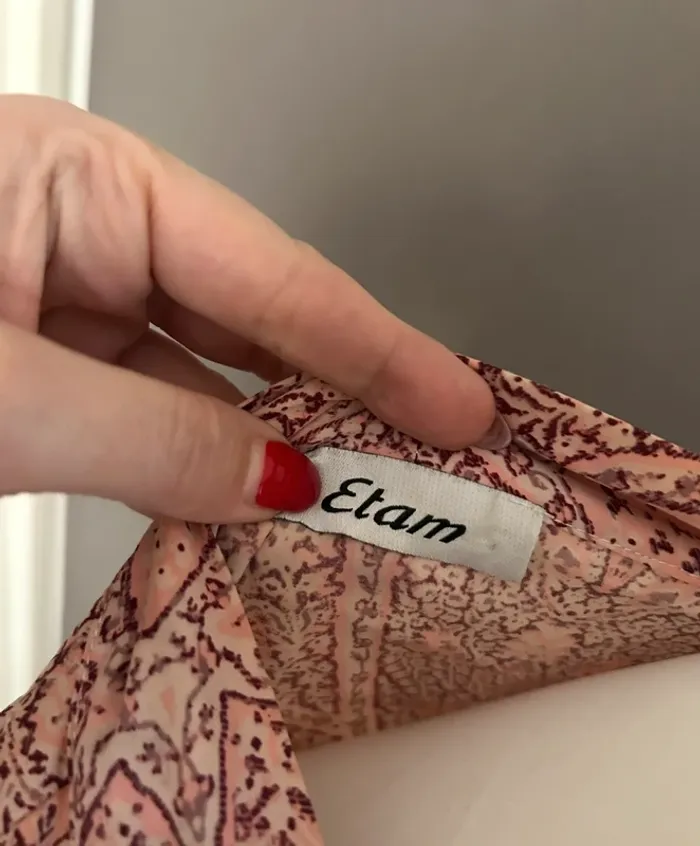 Etam ensemble pantalon + kimono /peignoir satin rose - photo numéro 8