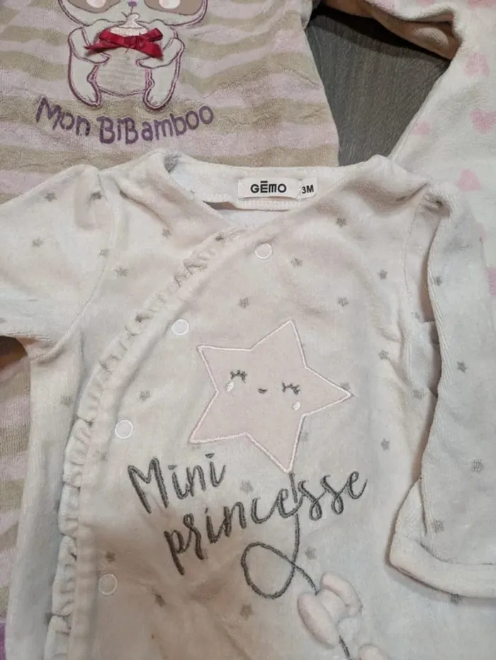 Lot 5 pyjamas chaud filles 3 mois différentes marques - photo numéro 3