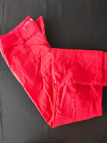 Pantalon rouge en lin et coton Promod