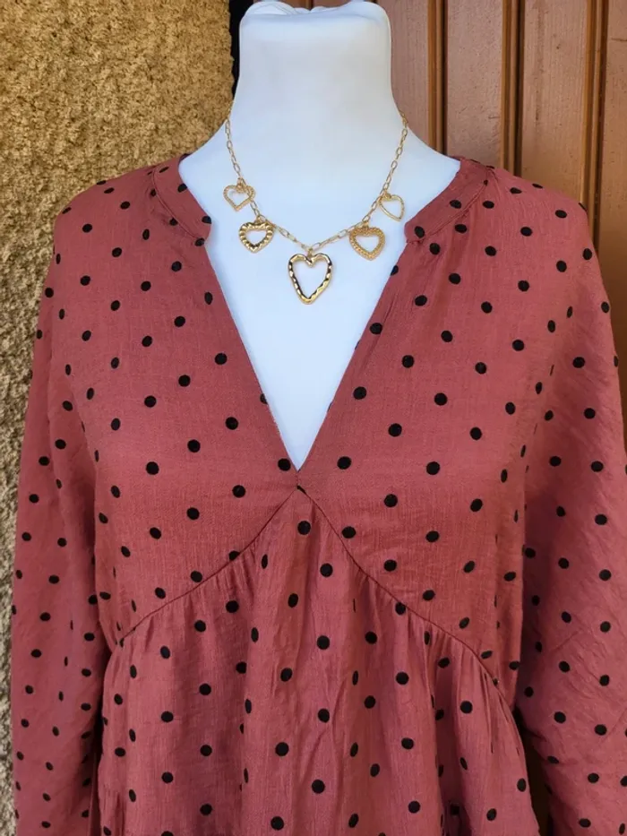 Robe volant à pois rose noir primark taille 46 - photo numéro 4