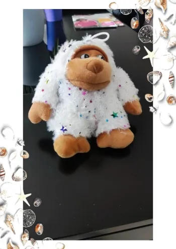 Peluche singe gorille blanc
