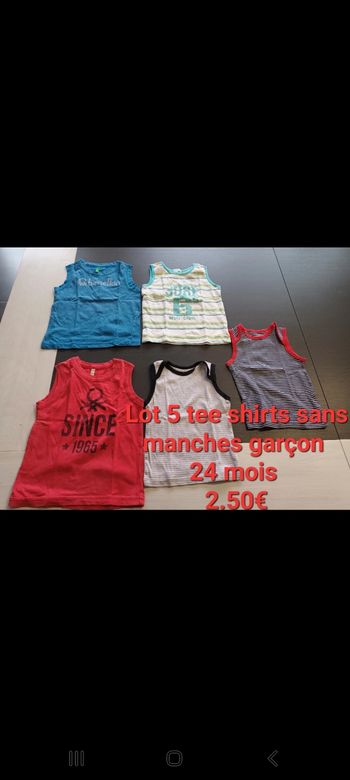 Lot 5 tee shirts sans manches garçon 24mois