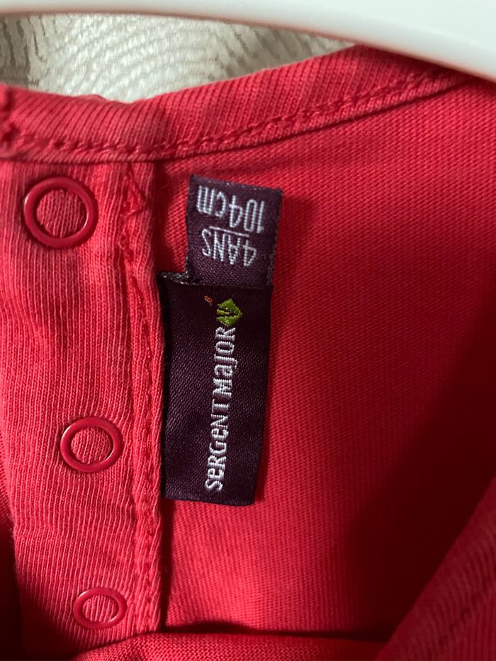 T-shirt tunique framboise papillons pailletés 4 ans Sergent Major - photo numéro 3