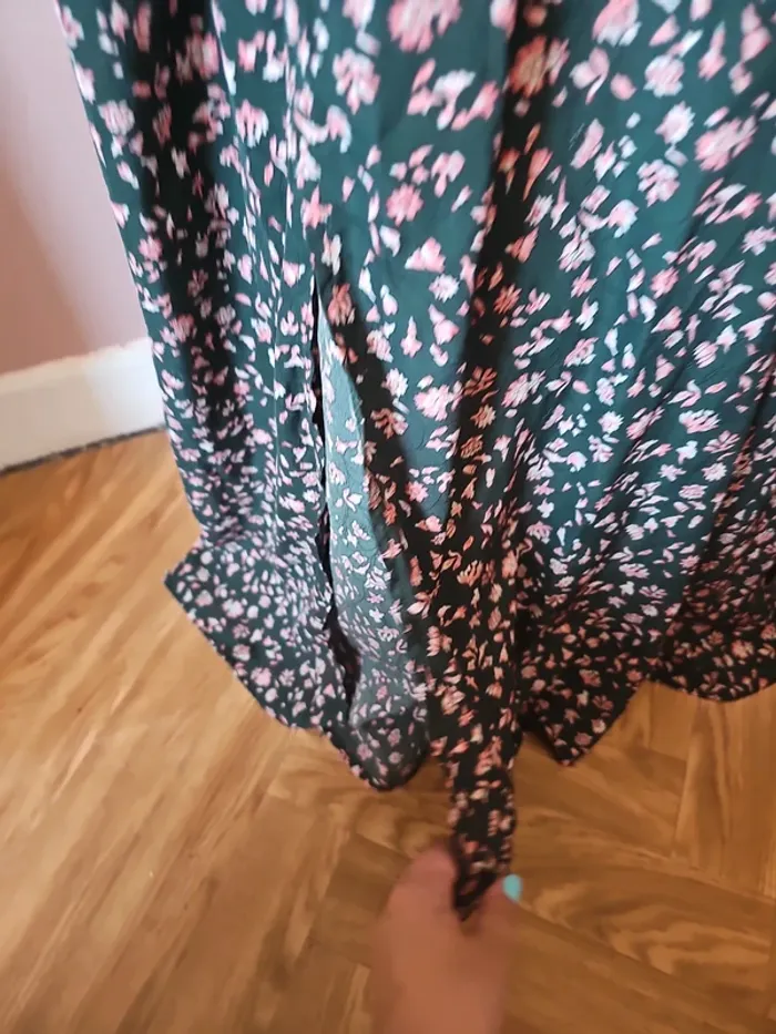 Robe été verte à fleur rose t44 curve - photo numéro 2