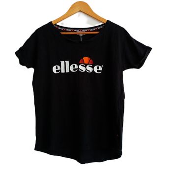 T-shirt noir manches courtes à revers. Ellesse. Taille M / 38
