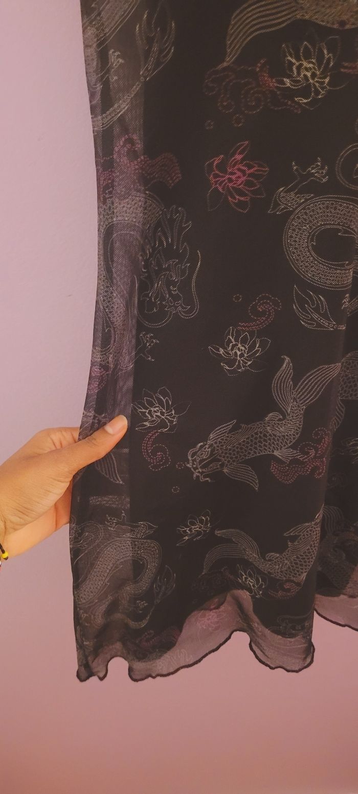 Robe courte moulante motif dragon et carpe - photo numéro 4