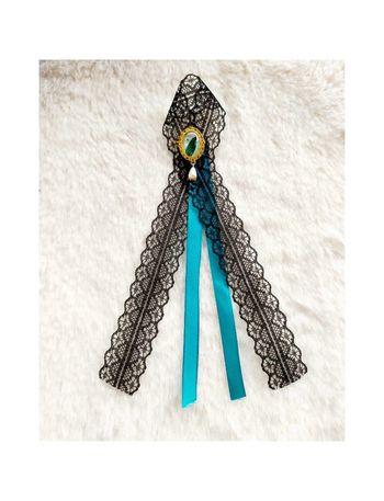 Broche de col style noeud en satin et dentelle esprit vintage rétro gothique victorien