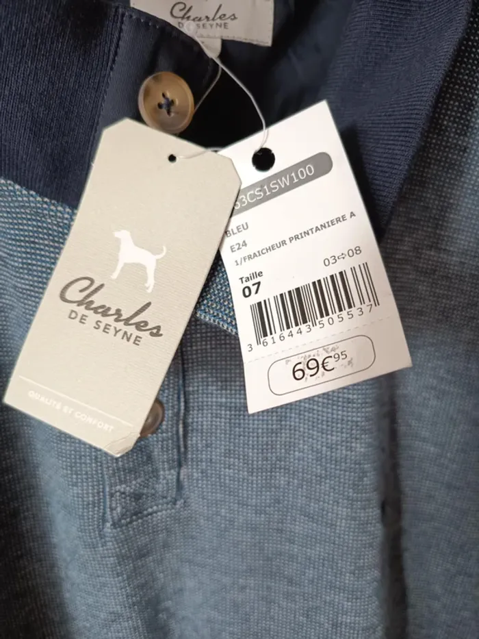 polo manches longues. grande taille. marque Charles de seyne (A184) - photo numéro 2