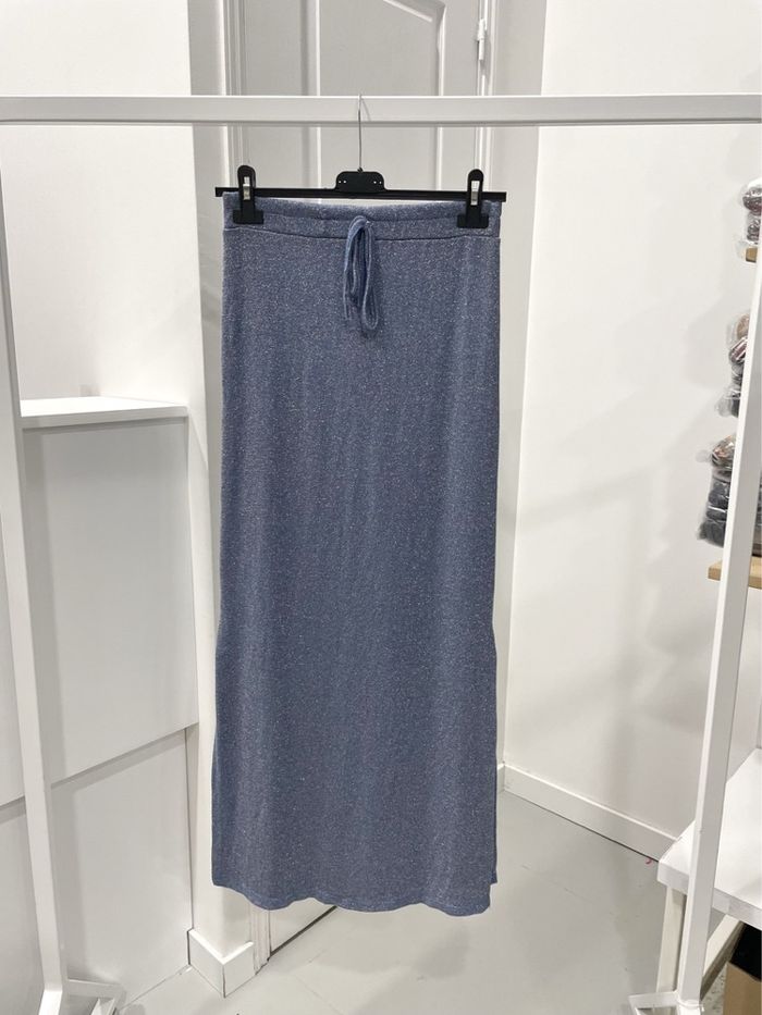 Jupe longue bleue grise brillante - photo numéro 2