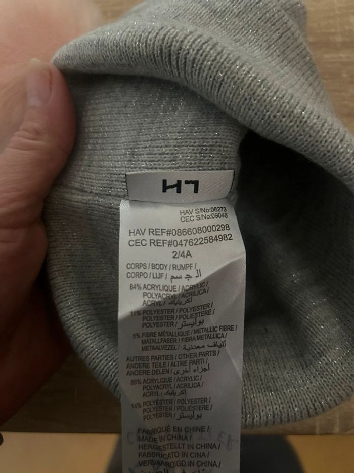 Bonnet gris pompom rose licorne 2/4 ans La Halle - photo numéro 2