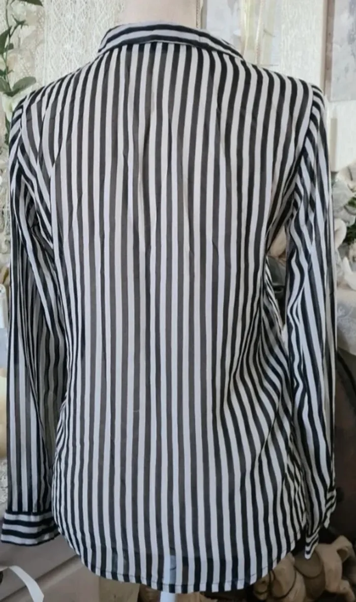 Chemise rayée noir/blanc Zara Taille S - photo numéro 3