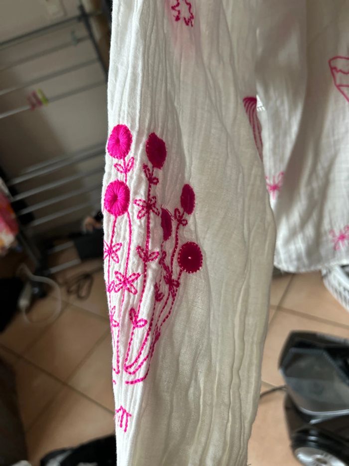 Chemise ML broderies roses Toscandjoe - photo numéro 6