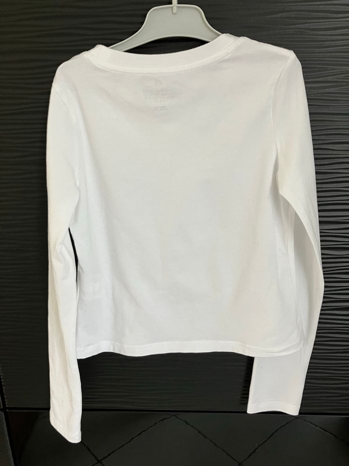 T shirt blanc à manches longues H&M 8-10 ans - photo numéro 2