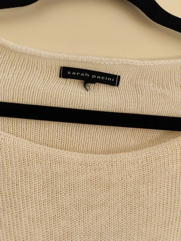 Superbe pull en lin Sarah Pacini blanc asymétrique taille unique - photo numéro 5