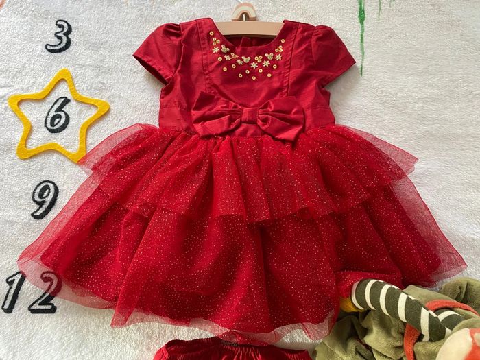 Robe de princesse rouge Minnie Disney de Noël 6-9 mois - photo numéro 2