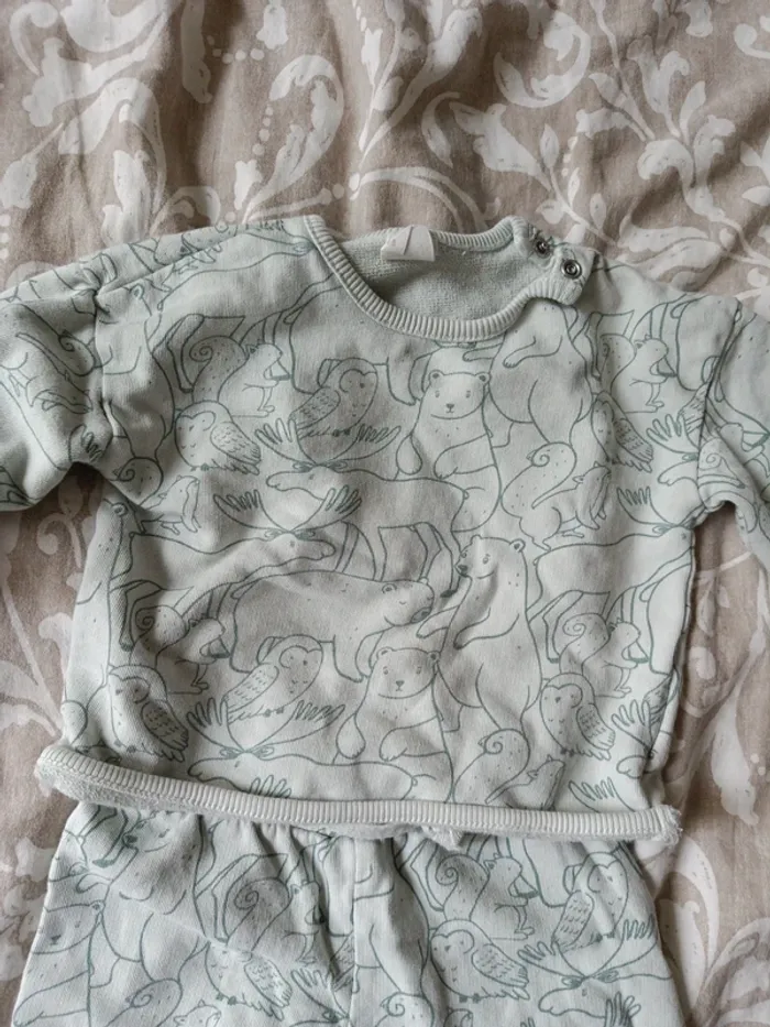 Ensemble H&M vert animaux de la forêt 74cm - photo numéro 2