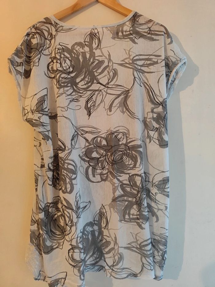 Blouse blanche à motifs fleurs géométrique taille unique - photo numéro 8