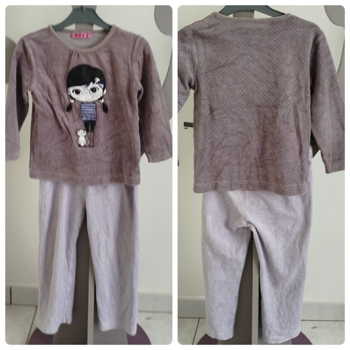 Pyjama gris et mauve NKY taille 4 ans