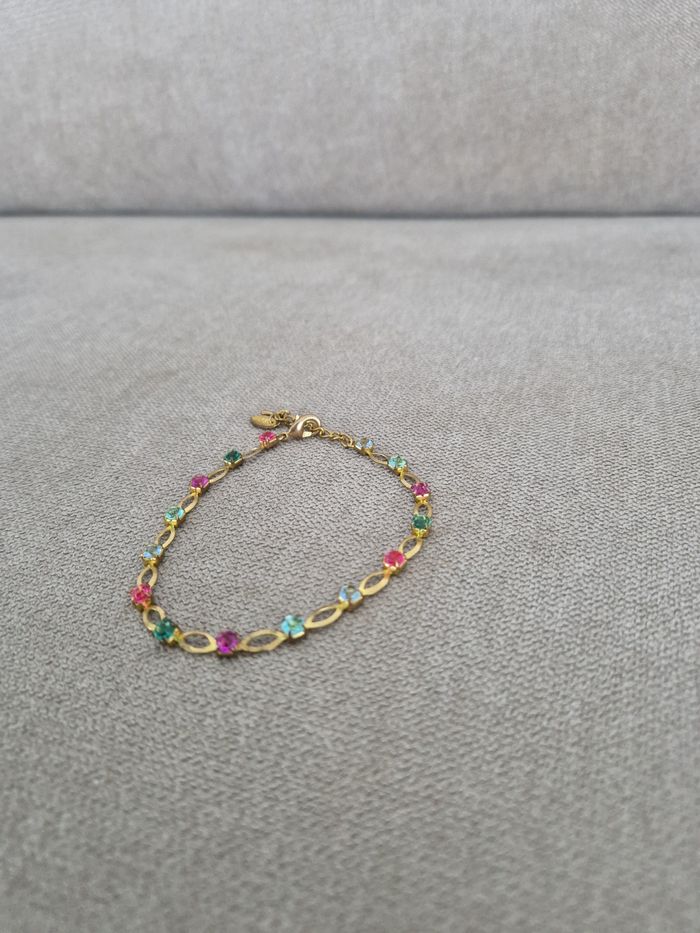 Bracelet doré à perles colorées - photo numéro 5