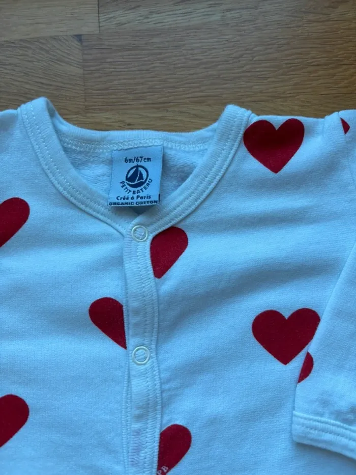 Pyjama cœur petit bateau 6 mois mixte - photo numéro 2