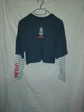 Top manche longue bleue marine nasa